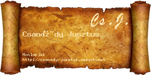Csanády Jusztus névjegykártya